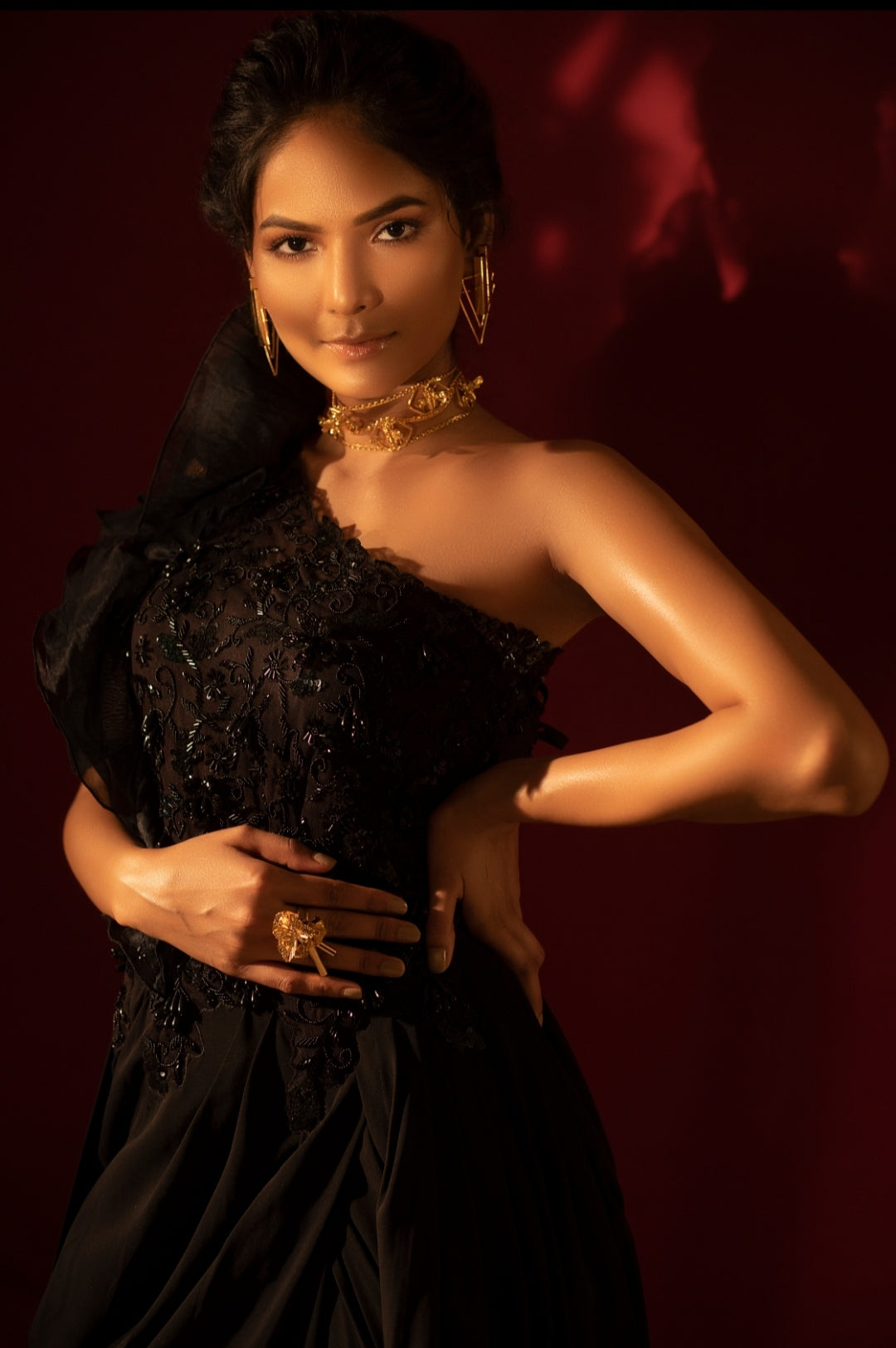 Ruff Puff Black Gown