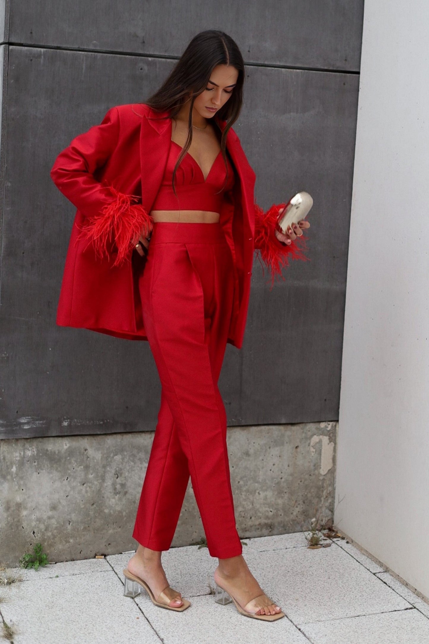 Red Feather Love Blazer Set